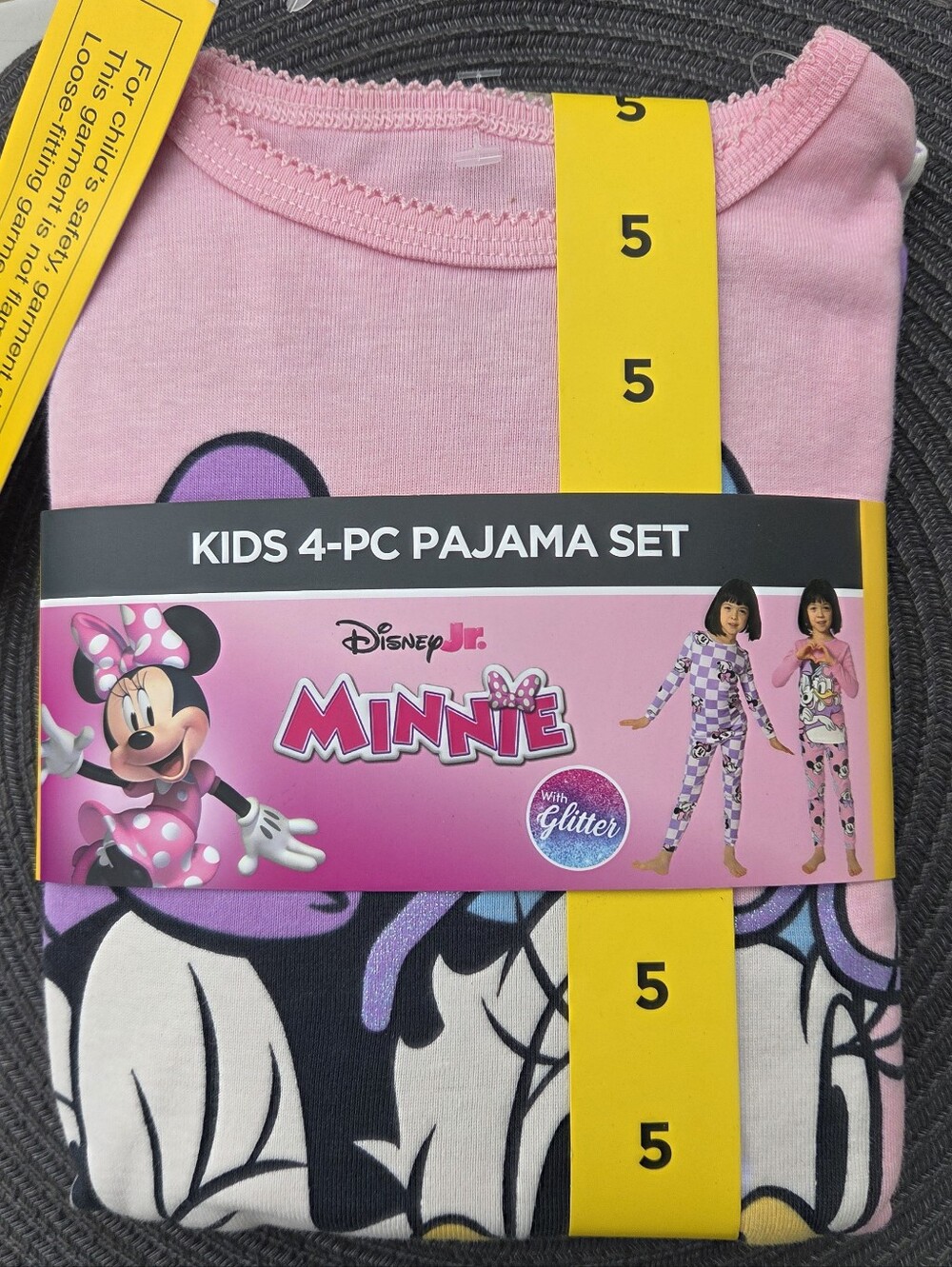 Disney Minnie Girls' 4-Piece Pajama Set - Pink, Black, White, Purple